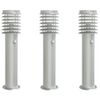vidaXL Lampade da Terra per Esterni Sensore 3 pz Argento 60 cm Acciaio