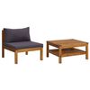 vidaXL Set Divani da Giardino 2pz Cuscini Grigio Scuro Massello Acacia