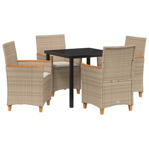 vidaXL Set da Pranzo per Giardino 5 pcs Beige polyrattan