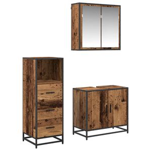 vidaXL Set di mobili per il bagno con cassetto 3 pcs Legno vecchio