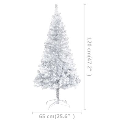 vidaXL Albero di Natale Preilluminato con Supporto Argento 120 cm PET