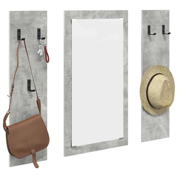 vidaXL Appendiabiti a muro Grigio cemento 96 x 1,5 x 90 cm