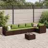 vidaXL Set Divani da Giardino 7 pz con Cuscini in Polyrattan Marrone