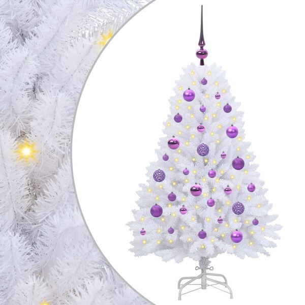 vidaXL Albero di Natale Artificiale con Rami Pieghevoli Bianco 120 cm