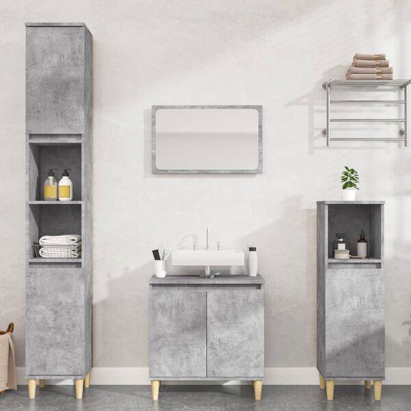 vidaXL Set Mobili da Bagno 2 pz Grigio Cemento in Legno Multistrato
