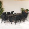 vidaXL Set da Pranzo da Giardino 9 pz con Cuscini Nero in Polyrattan