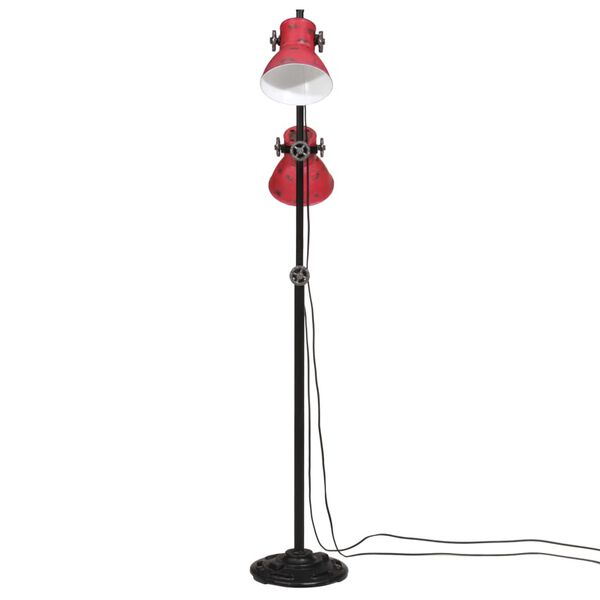 vidaXL Lampada da Terra 25 W Rosso Anticato 25x25x90/140 cm E27