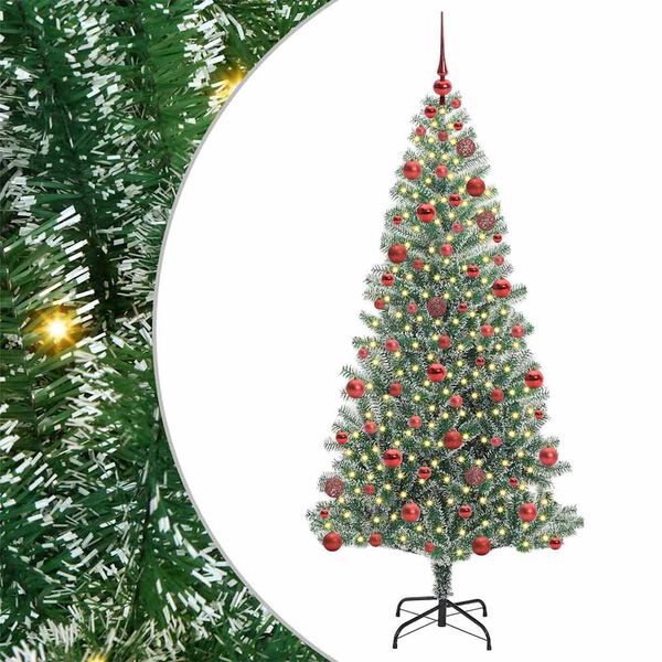 vidaXL Albero di Natale Artificiale Imbiancato con Luci LED 180 cm