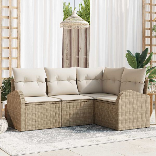 vidaXL Set Divano da Giardino 4 pcs Beige polyrattan