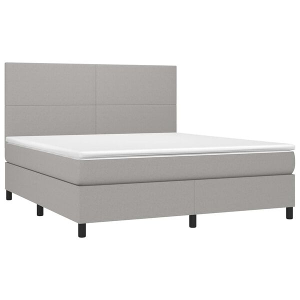 vidaXL Letto a Molle Materasso e LED Grigio Chiaro 160x200 cm Tessuto
