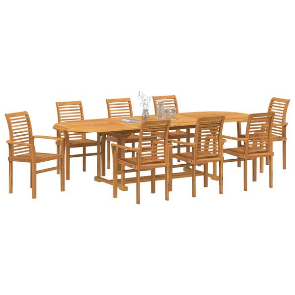 vidaXL Set da Pranzo per Giardino 9 pcs Legno di teak solido