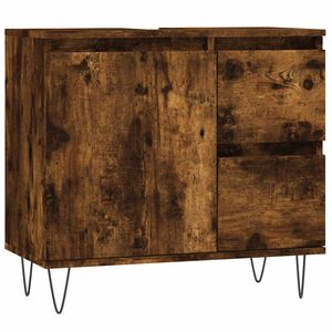 vidaXL Armadietto Bagno Rovere Fumo 65x33x60 cm in Legno Multistrato