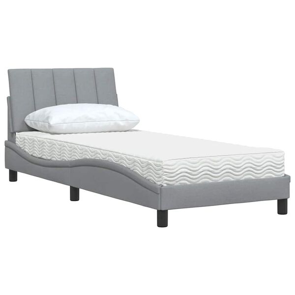 vidaXL Letto con Materasso Hanko Grigio Chiaro 80x200 cm in Tessuto