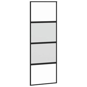 vidaXL Porta Scorrevole Nera 76x205 cm in Vetro Temperato e Alluminio