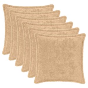 vidaXL Federa 6 pz HOUTEN Crema 30 x 30 cm Pelliccia di Coniglio Finta