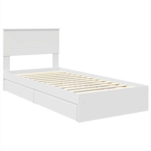 vidaXL Letto con Contenitore Bianco 90 x 200 cm Legno multistrato