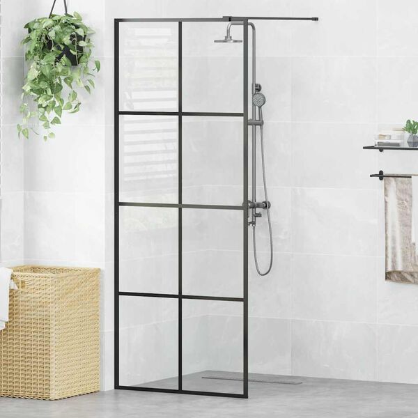 vidaXL Parete per Doccia Walk-in Vetro Trasparente ESG 80x195 cm Nera