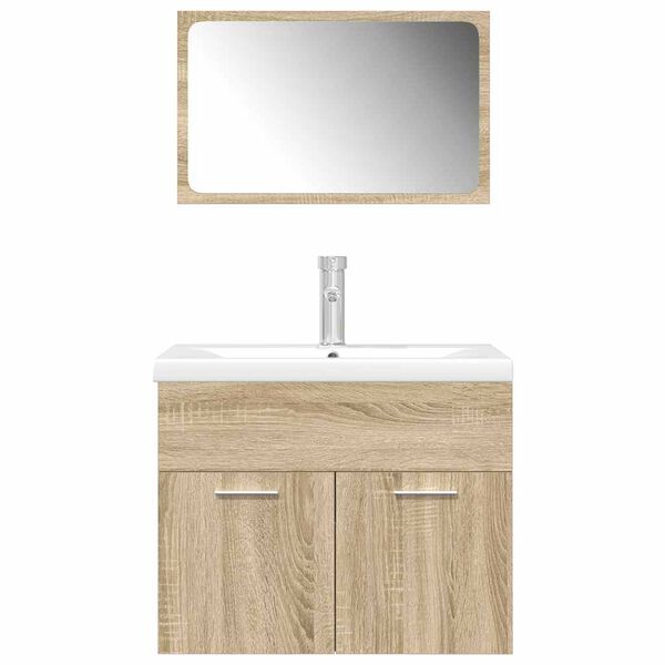vidaXL Set Mobili da Bagno 3 pz Rovere Sonoma in Legno Multistrato