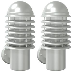 vidaXL Applique da Esterno 2 pz Argento in Acciaio Inossidabile