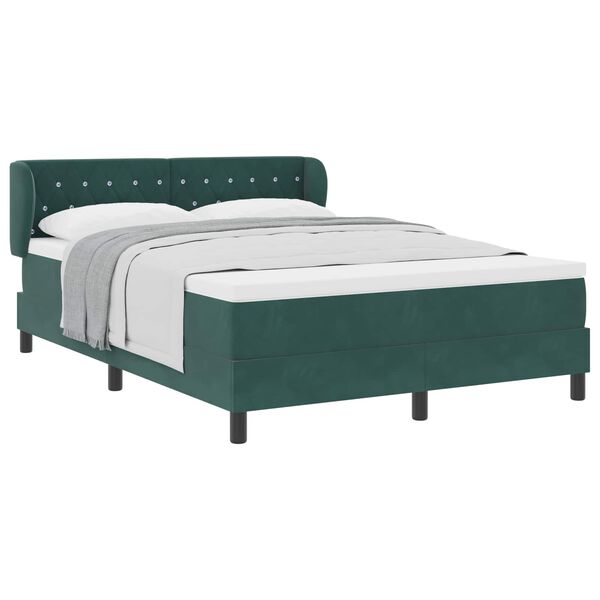 vidaXL Letto a molle con materasso Verde scuro 140 x 190 cm Velluto