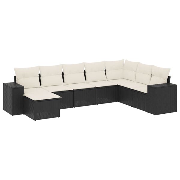 vidaXL Set Divani da Giardino con Cuscini 8 pz Nero in Polyrattan