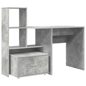 vidaXL Scrivania con cassetto Grigio cemento 131,5 x 50 x 106,5 cm