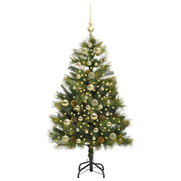 vidaXL Albero di Natale artificiale pieghevole con coni Verde 150 cm