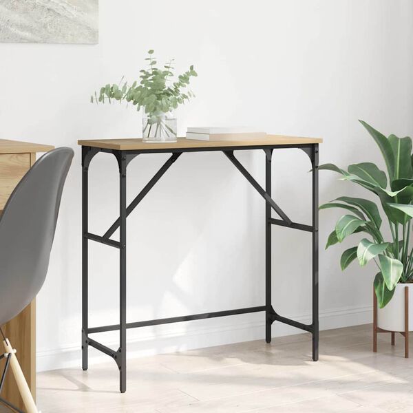 vidaXL Tavolo consolle Rovere artigianale 75 x 32 x 75 cm