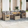 vidaXL Set Divano da Giardino 8 pz con Cuscini Beige Polyrattan Acacia