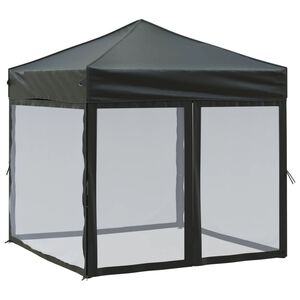 vidaXL Tenda per Feste Pieghevole con Pareti Laterali Nero 2x2 m