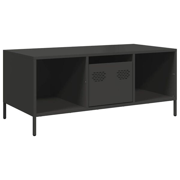 vidaXL Tavolino Nero 101,5x50x43,5 cm in Acciaio Laminato a Freddo