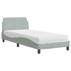 vidaXL Letto con Materasso Dover Grigio Chiaro 80x200 cm in Velluto