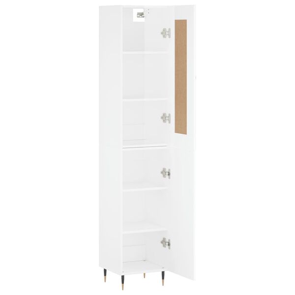 vidaXL Credenza 34,5x34x180 cm in Legno Multistrato Bianco Lucido