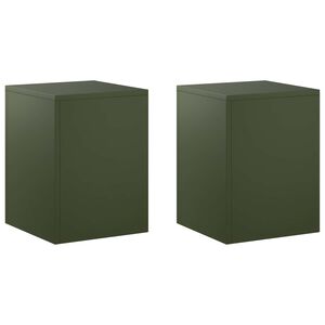 vidaXL Supporto per piante 2 pcs Verde Oliva 30 x 30 x 40 cm Acciaio