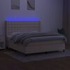 vidaXL Letto a Molle con Materasso e LED Crema 160x200 cm in Tessuto