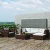 vidaXL Set Divani da Giardino 6 pz con Cuscini in Polyrattan Marrone