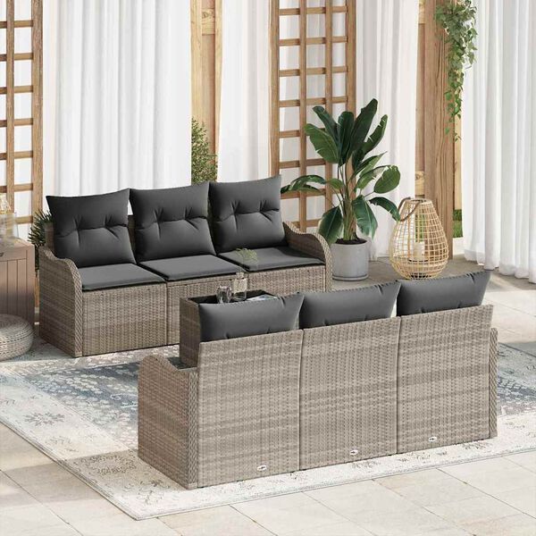 vidaXL Set Divano da Giardino 7 pcs Grigio chiaro 55 x 55 x 37 cm