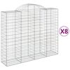 vidaXL Cesti Gabbioni ad Arco 8 pz 200x50x160/180 cm Ferro Zincato