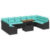 vidaXL Set da Pranzo per Giardino 11 pcs Nero e Verde acqua