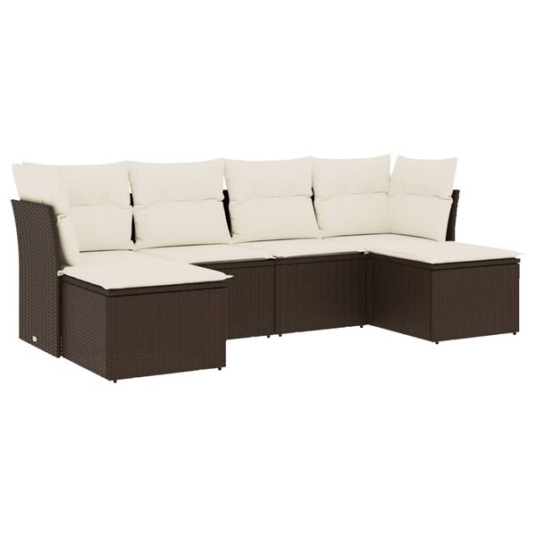 vidaXL Set Divano da Giardino 6 pz con Cuscini Marrone in Polyrattan
