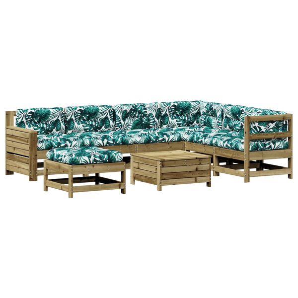 vidaXL Set Divani da Giardino 8pz con Cuscini Legno Impregnato di Pino