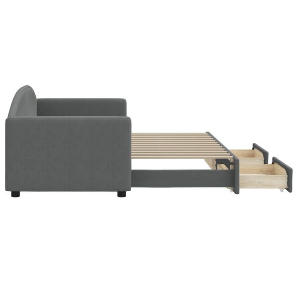 vidaXL Divano Letto Estraibile Cassetti Grigio Scuro 80x200cm Tessuto
