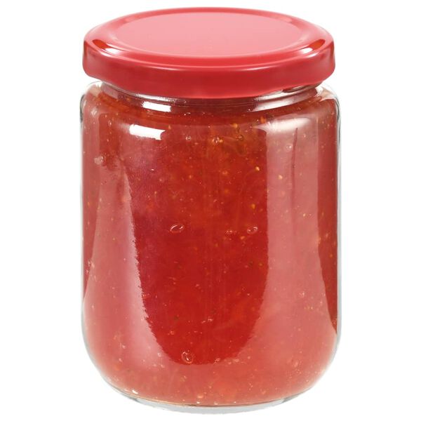 vidaXL Vasi per Marmellata in Vetro Coperchio Rosso 96 pz 230 ml