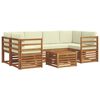 vidaXL Set divani 7 pcs Naturale e Crema Legno di Acacia Massello