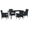 vidaXL Set da Pranzo per Giardino 5 pz Nero polyrattan