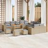 vidaXL Set Divano da Giardino con cuscino 14 pcs Beige polyrattan