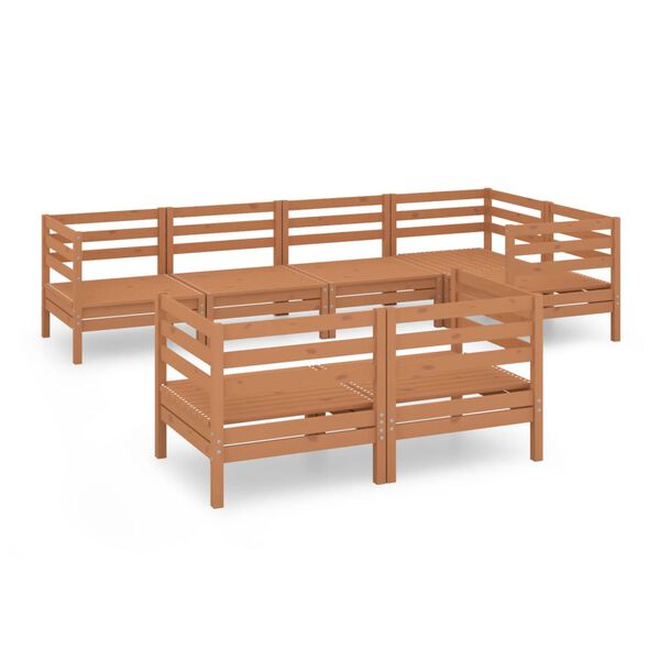 vidaXL Set Salotto da Giardino 7 pz in Legno Massello di Pino Ambra
