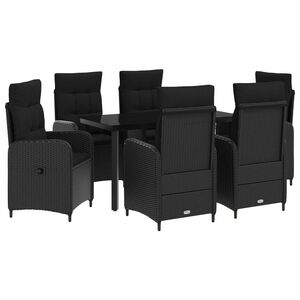 vidaXL Set da Pranzo per Giardino 7 pz Nero