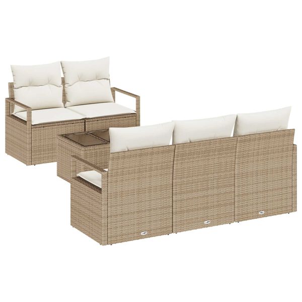 vidaXL Set Divano da Giardino 6 pcs Beige e Crema polyrattan
