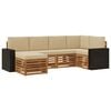 vidaXL Set di divani da esterno 6 pz Naturale e Beige Poliestere